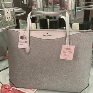 Kate Spade silver Glitter Tote - NWT